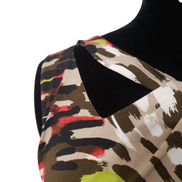 Kasper Sleeveless Lined Abstract Twist Cut Out Blouse Medium - Picture 6 of 10